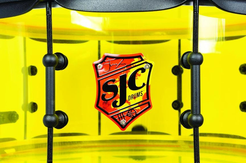 SJC Josh Dun Torch Snare Drum 6.5x14 Yellow Acrylic Shell w/ Black Hardware