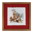 Melrose Framed Dog Sled and Ski Print Under Glass (Set of 2)