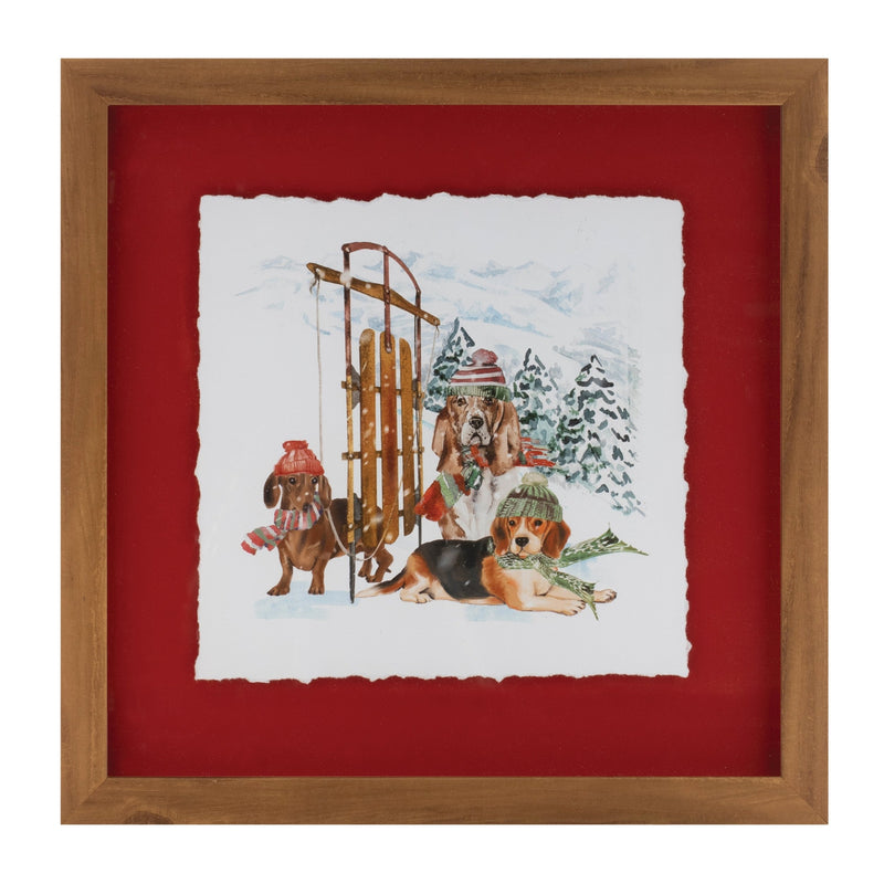 Melrose Framed Dog Sled and Ski Print Under Glass (Set of 2)