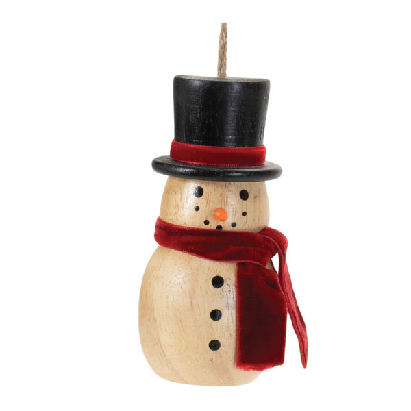Melrose Wooden Snowman Ornament (Set of 12)