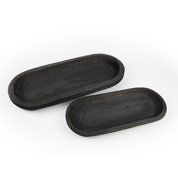 Melrose Wooden Dough Bowl Design Tray (Set of 2)