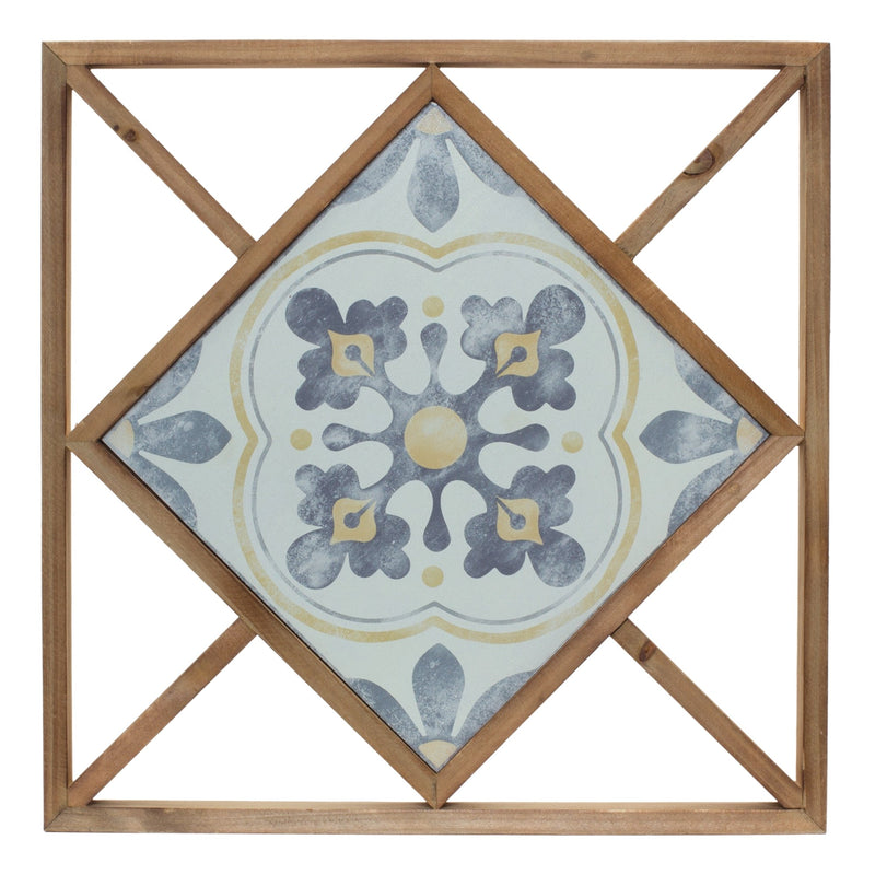 Melrose Framed Ornamental Wall Tile 14.25"SQ, Rustic, Metal