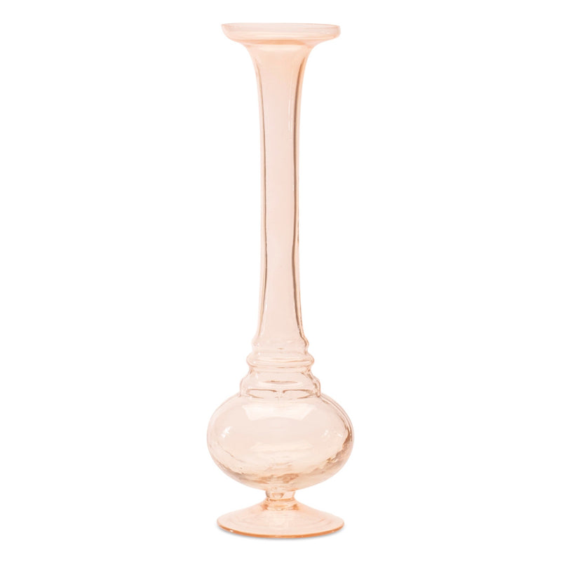 Melrose Pink Glass Stem Vase (Set of 2)