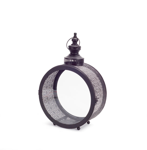 Melrose Black Ornate Metal Circle Lantern 17.5"D