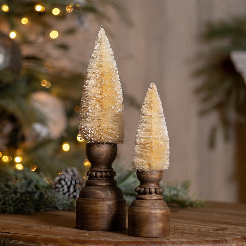 Melrose Mini Bottle Brush Tree on Pedestal (Set of 2)