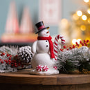 Melrose Peppermint Snowman with Candy Cane Figurine (Set of 2)