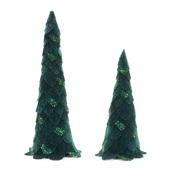 Melrose Green Beaded Leaf Pine Tree (Set of 2)