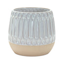 Melrose Ribbed Porcelain Vase with Two Tone Design (Set of 2)
