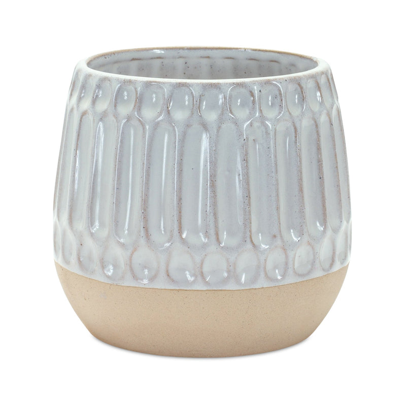 Melrose Ribbed Porcelain Vase with Two Tone Design (Set of 2)