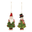 Melrose Glass Santa and Snowman Christmas Tree Ornament (Set of 12)