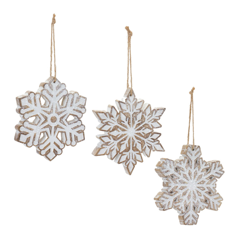 Melrose Glittered Snowflake Ornament (Set of 3)
