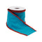 Melrose Blue Wool and Red Wired Ribbon (Set of 2)