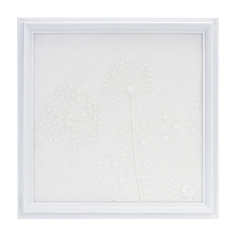 Melrose Stone Dandelion Wall Plaque 18.25"SQ, Modern