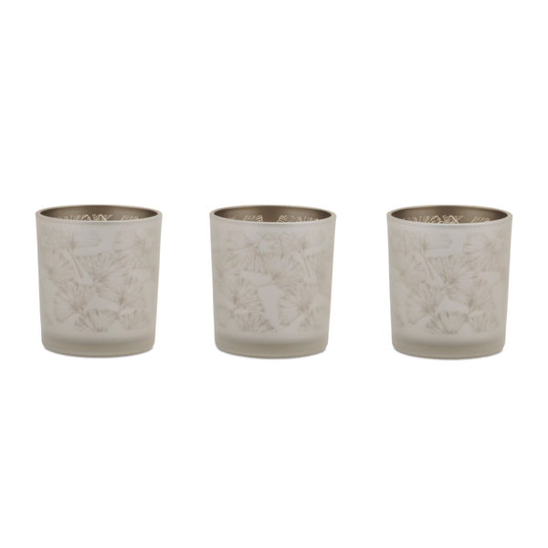 Melrose Set of 3 Silver & Gold Glass Votive Candle Holders