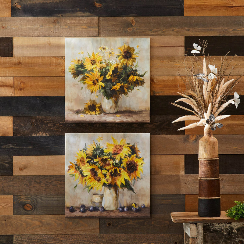 Melrose Sunflower Vase Canvas Wall Art 32"L, Modern, Wood