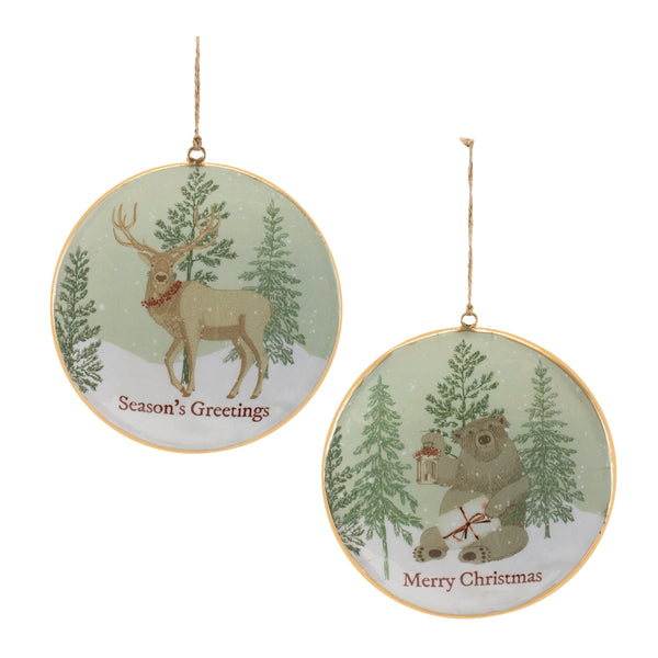 Melrose Woodland Christmas Sentiment Disc Ornament (Set of 6)