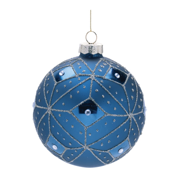 Melrose Geometric Glittered Glass Ball Ornament (Set of 6)