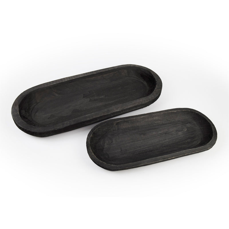 Melrose Wooden Dough Bowl Design Tray (Set of 2)