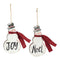 Melrose Metal Snowman Sentiment Ornament with Scarf (Set of 6)