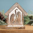 Melrose Wood Carved Nativity Barn (Set of 2)