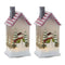 Melrose LED Lighted House with Snowman (Set of 2)