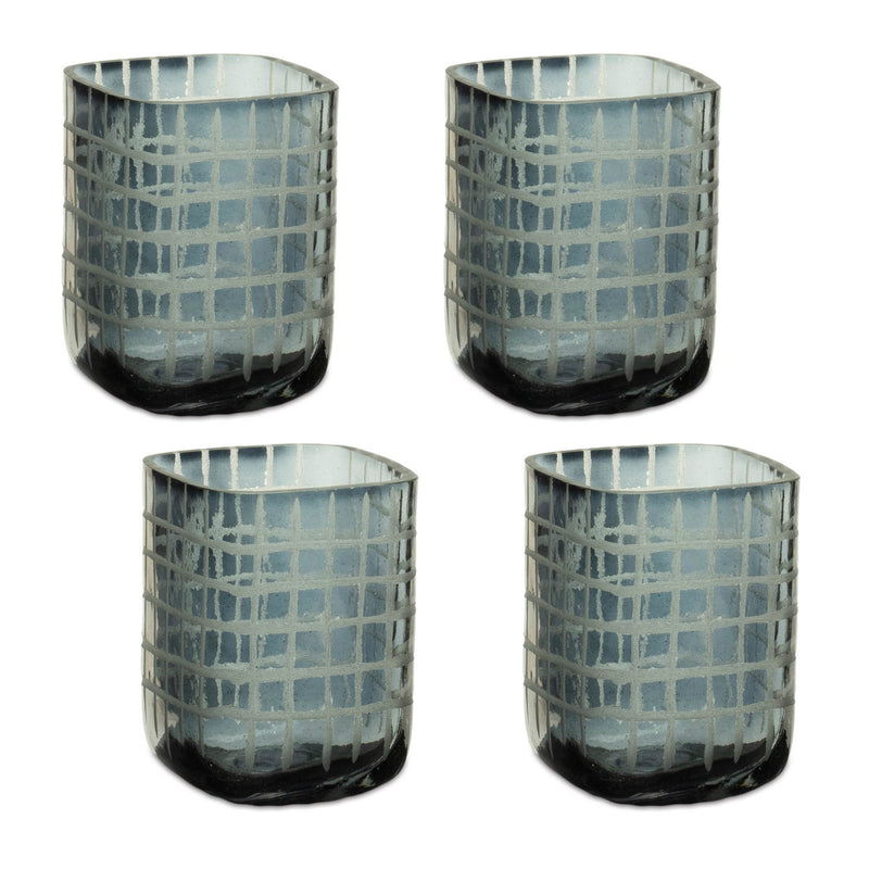 Melrose Etched Glass Candle Holder (Set of 4)