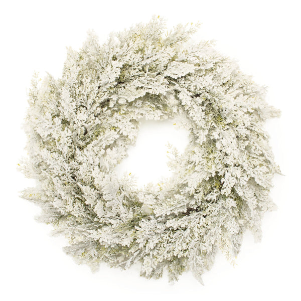 Melrose Snowy Flocked Pine Wreath 24"D