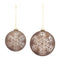 Melrose Bronze Glass Ball Ornament with Brushed Snowflake Design (Set of 4)