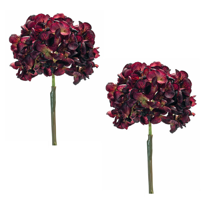 Melrose Deep Red Hydrangea Flower Stem (Set of 2)