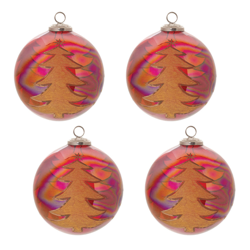 Melrose Tree Etched Ball Ornament (Set of 4)