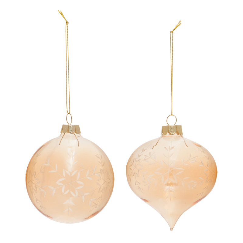 Melrose Snowflake Etched Glass Ornament (Set of 12)