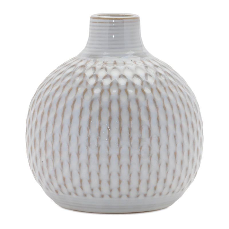 Melrose Notched Ceramic Bottle Vase (Set of 4)