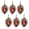 Melrose Frosted Pine Cone Cardinal Ornament (Set of 6)