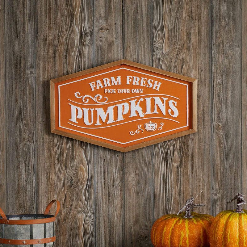 Melrose Framed Metal Farm Fresh Pumpkins Sign 19.5"L