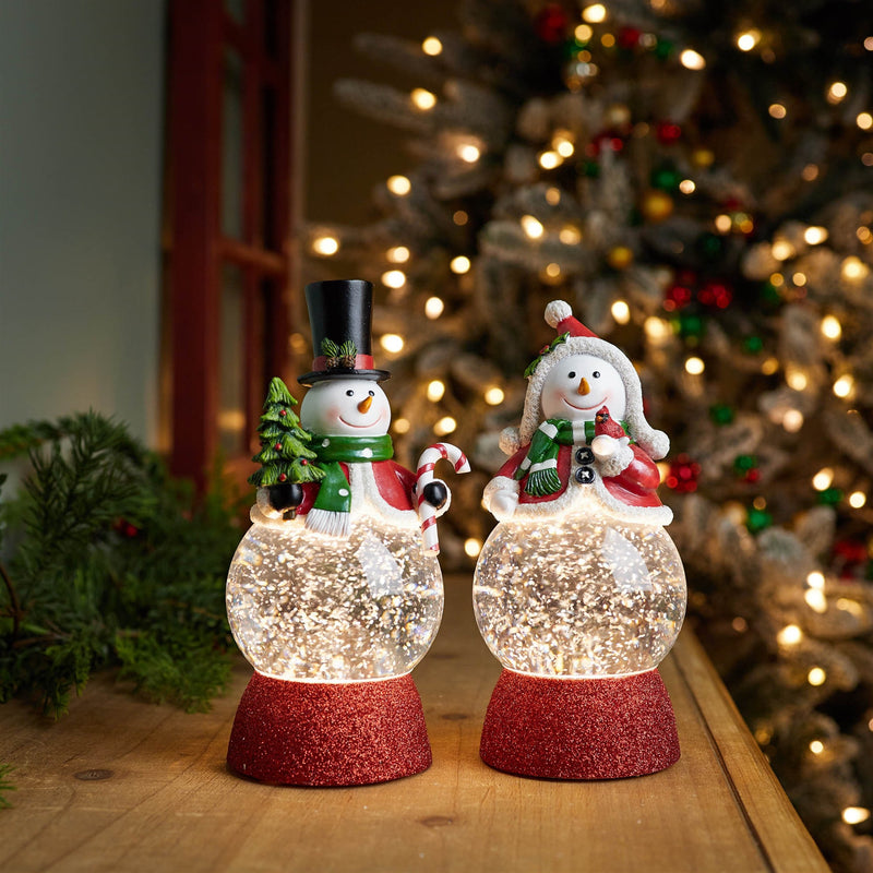 Melrose LED Holiday Snowman Snow Globe (Set of 2)