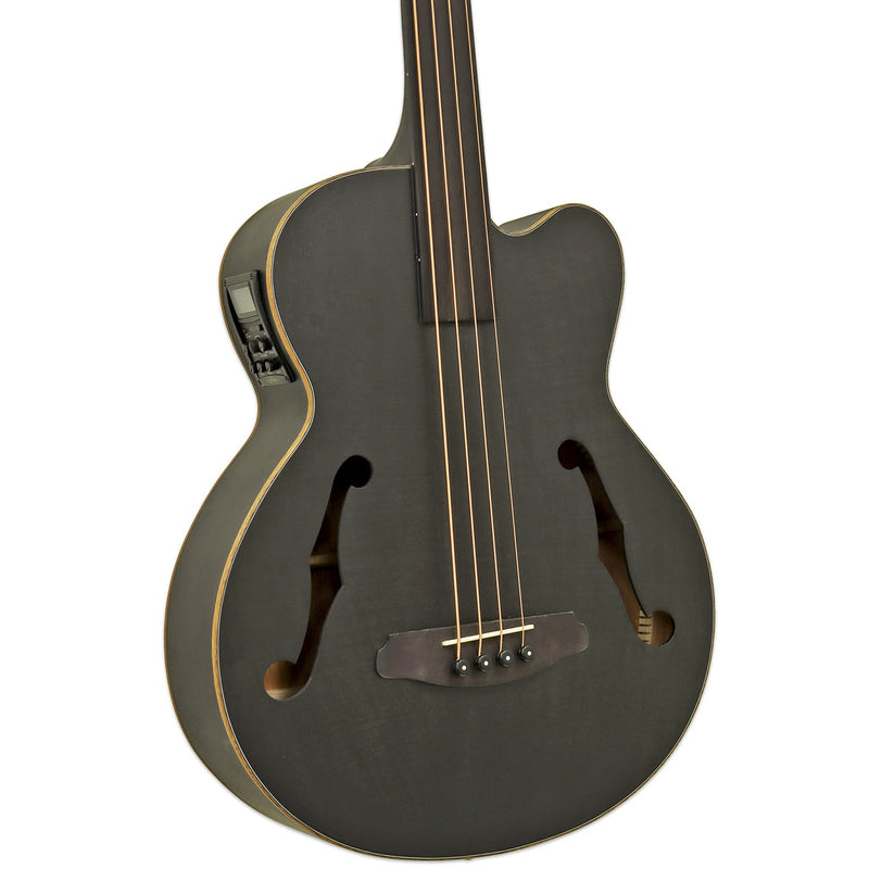 Aria FEB-F2M/FL Medium Scale Fretless Acoustic-Electric Bass – Stained Brown