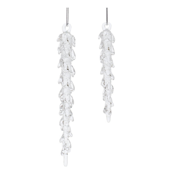 Melrose Dripping Glass Icicle Drop Ornament (Set of 12)