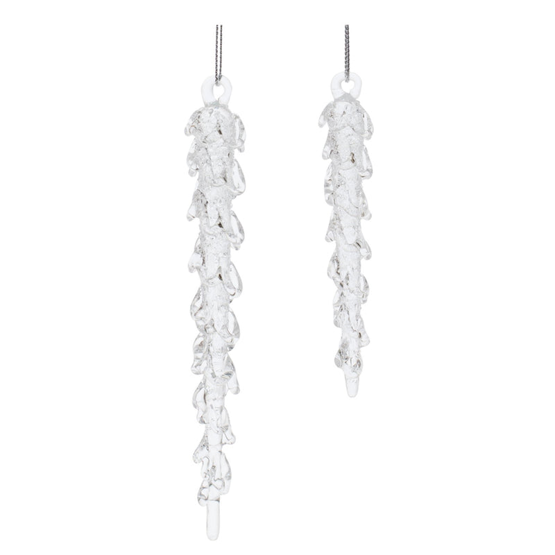 Melrose Dripping Glass Icicle Drop Ornament (Set of 12)