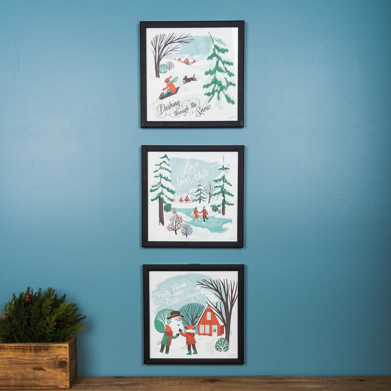 Melrose Framed Winter Scene Wall Art (Set of 3)