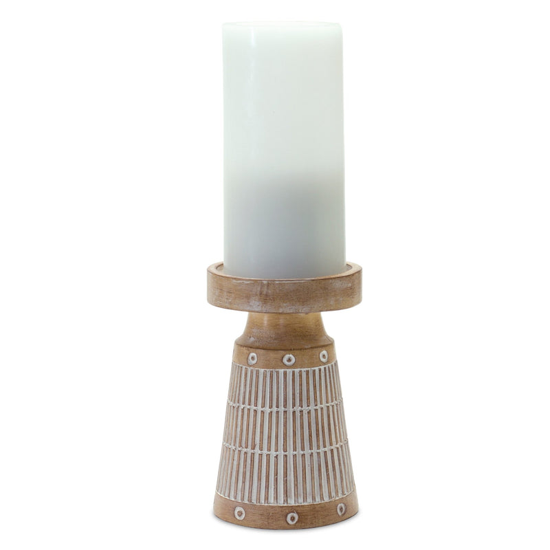 Melrose Etched Wood Design Candle Holder (Set of 3)
