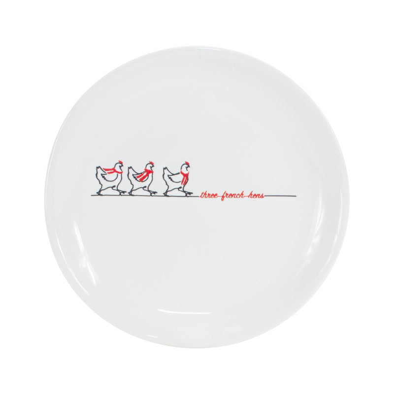 Melrose Stoneware Three French Hens Holiday Plate (Set of 4)