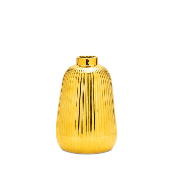 Melrose Ribbed Metallic Ceramic Vase (Set of 2)