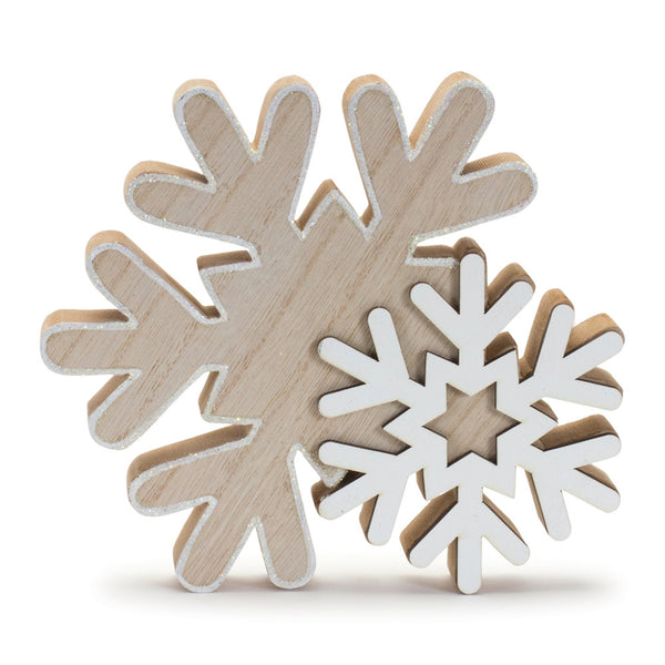 Melrose Glittered Wood Snowflake (Set of 4)