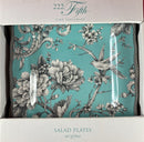 222 Fifth Adelaide Turquoise 9" Set of 4 Square Salad Plates New in Box