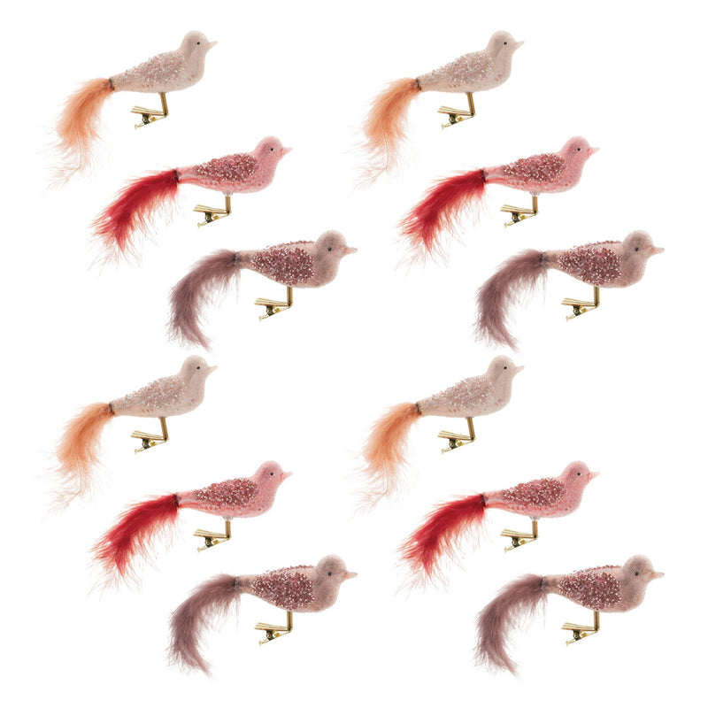 Melrose Beaded Glass Bird Clip Ornament (Set of 12)