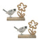 Melrose Metal Bird and Flower on Wood Base (Set of 2)
