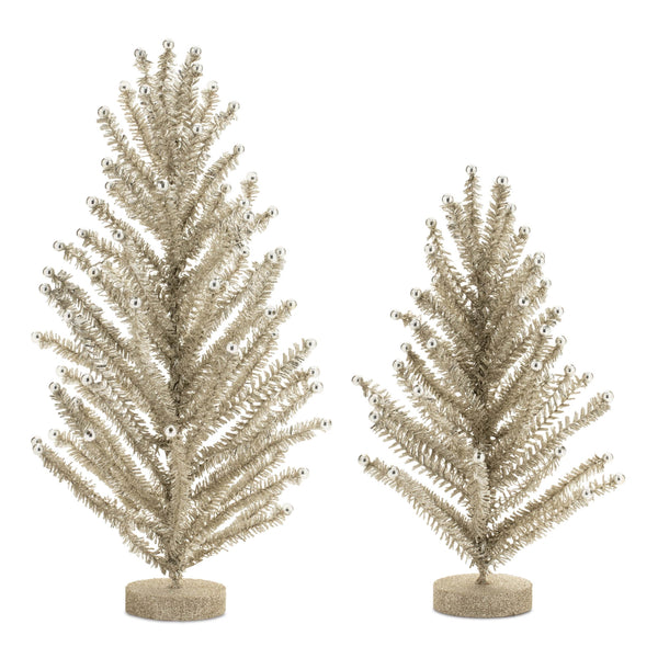 Melrose Glittered Tinsel Pine Tree (Set of 2)