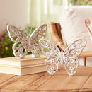 Melrose White Washed Floral Butterfly Decor (Set of 2)