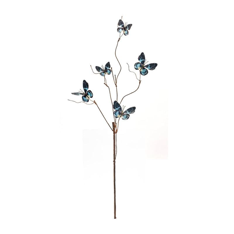 Melrose Blue and Black Wire Butterfly Spray (Set of 6)