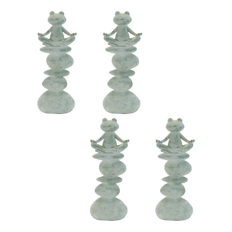 Melrose Yoga Frog on Rock Stack Statue (Set of 4)